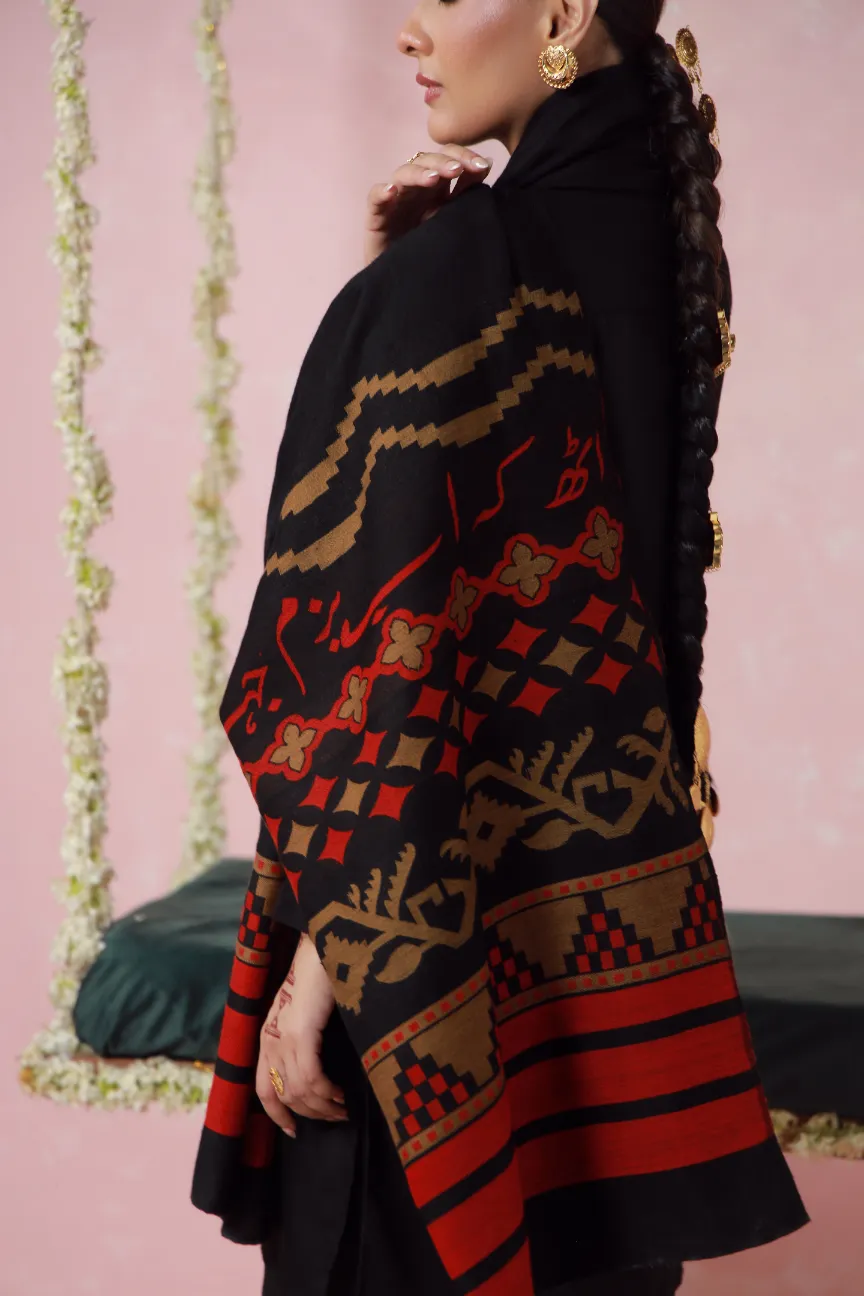 Aghaaz (Genesis) Weaved Shawl - Black - Image 4