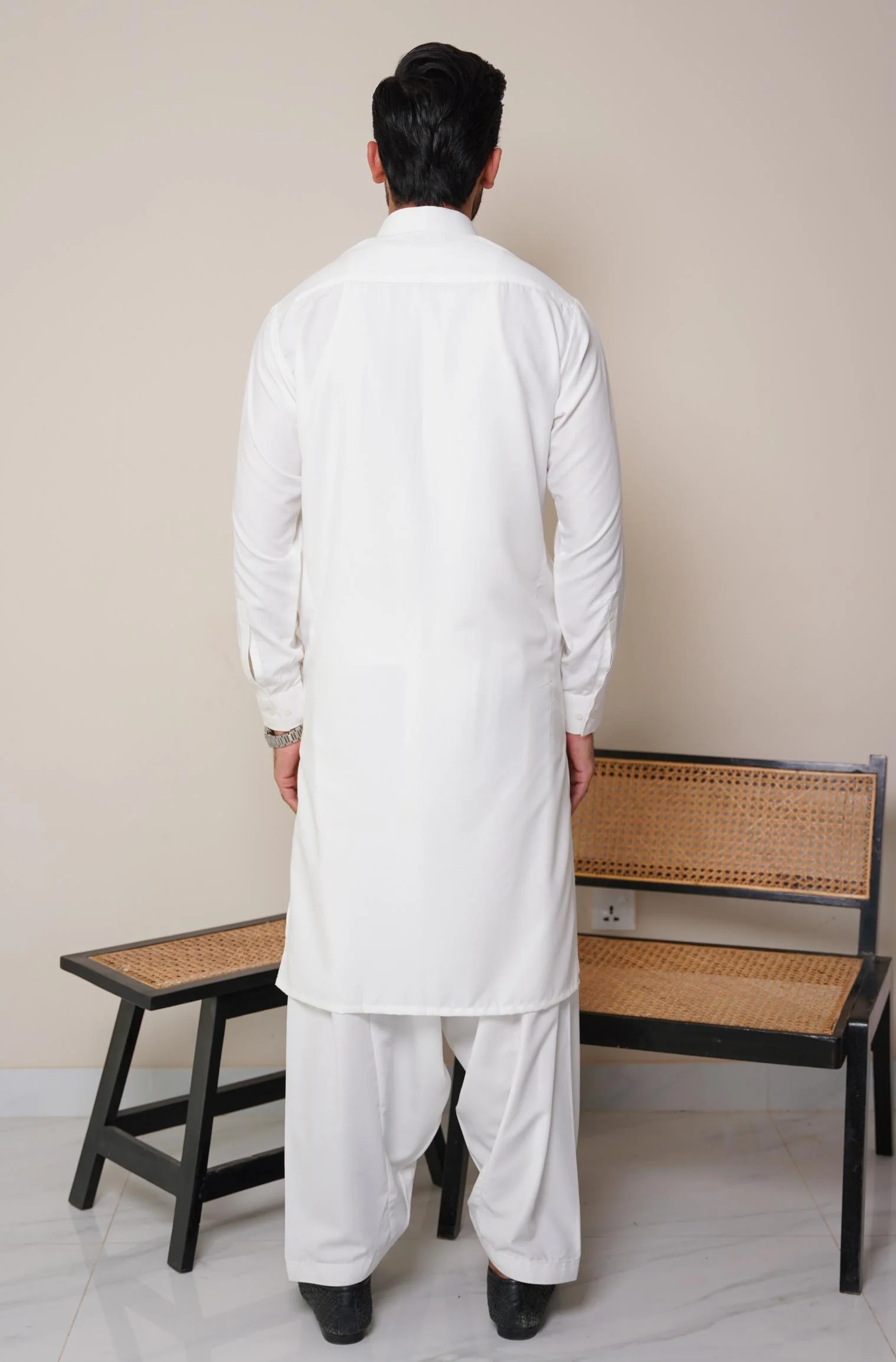 Classic Kameez Shalwar - Cloud White (Men) - Image 3