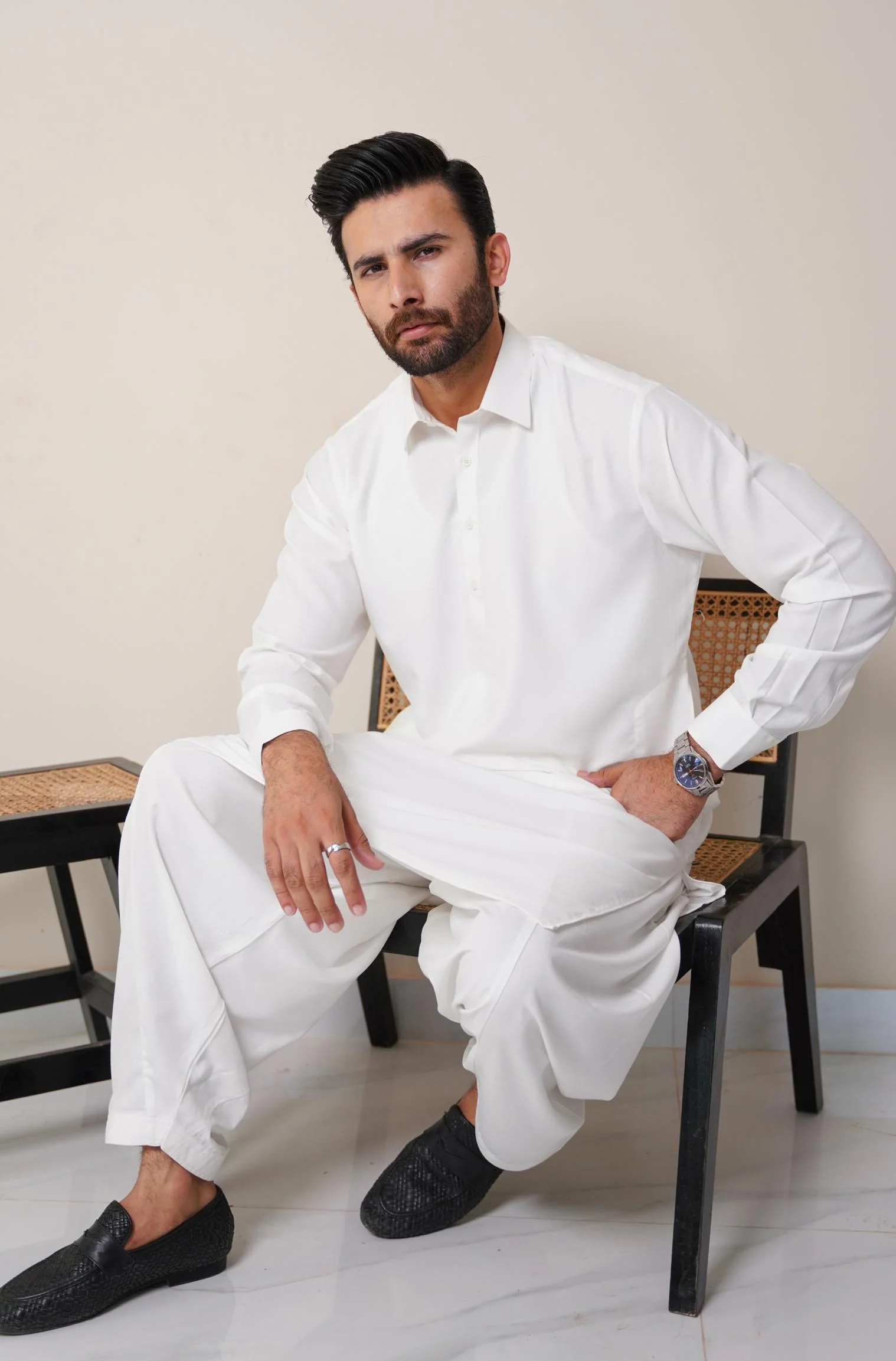 Classic Kameez Shalwar - Cloud White (Men) - Image 4