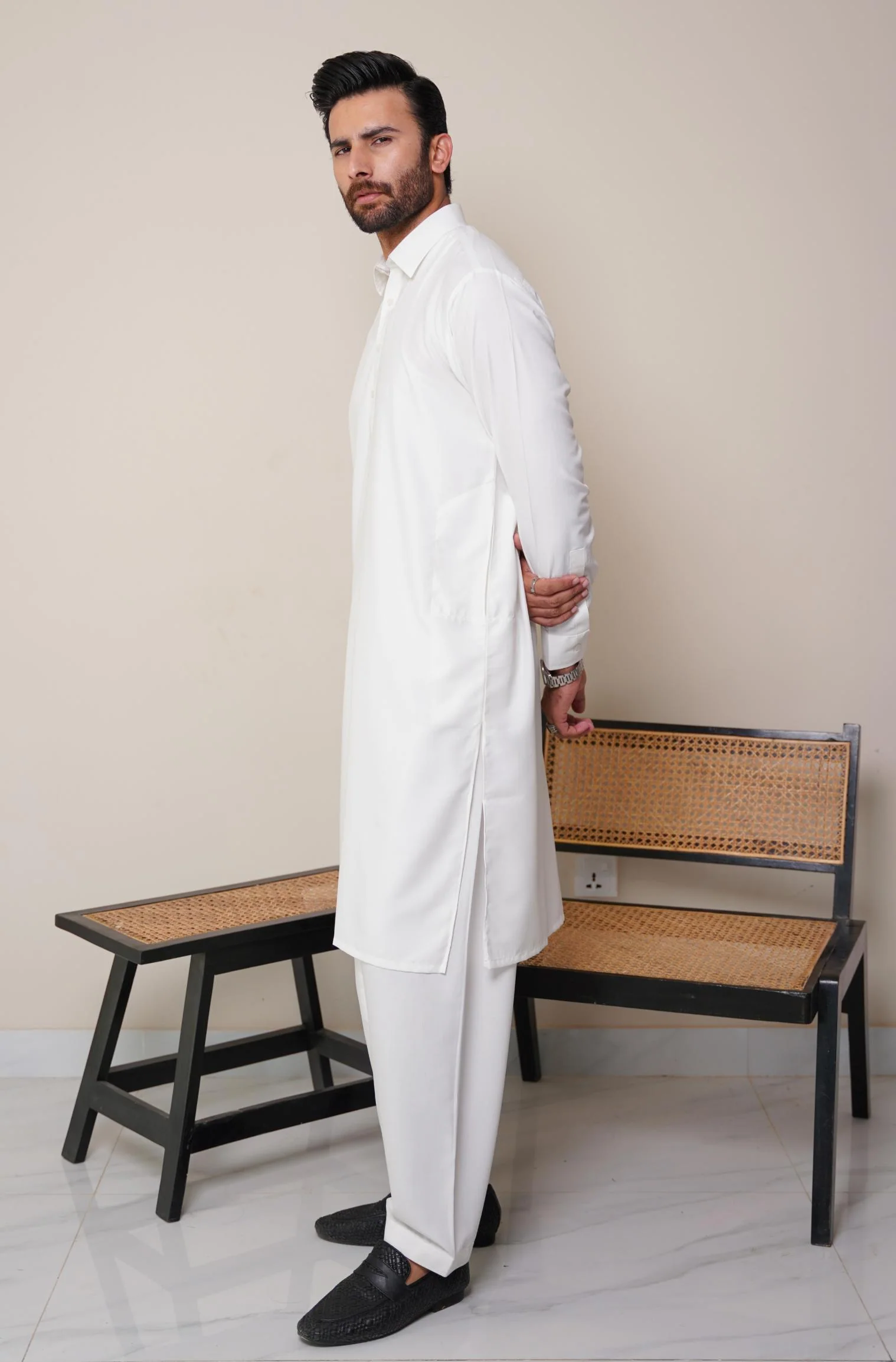 Classic Kameez Shalwar - Cloud White (Men) - Image 5