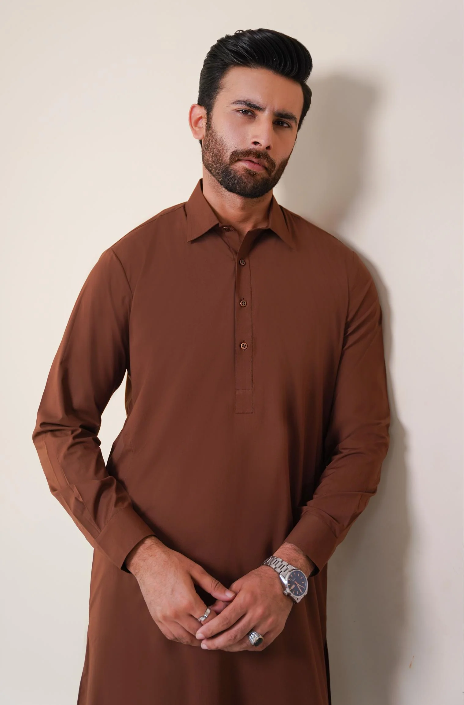 Classic Kameez Shalwar - Cocoa Brown (Men) - Image 5