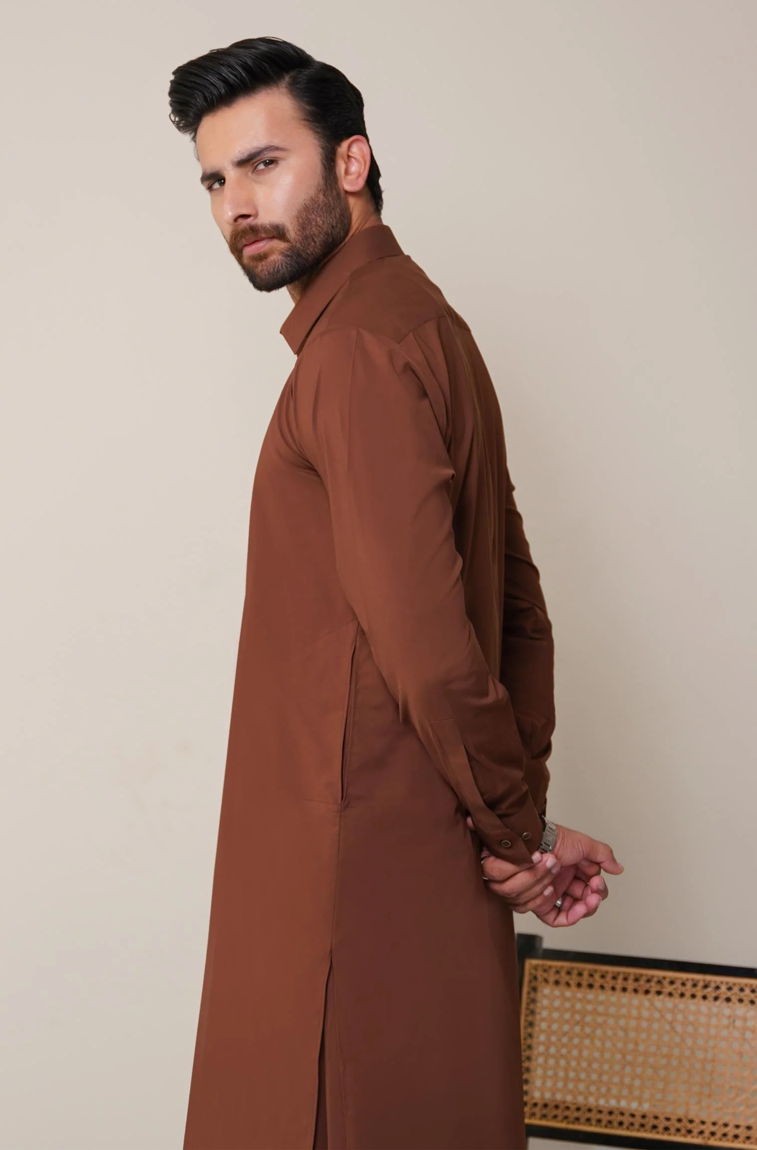 Classic Kameez Shalwar - Cocoa Brown (Men) - Image 6