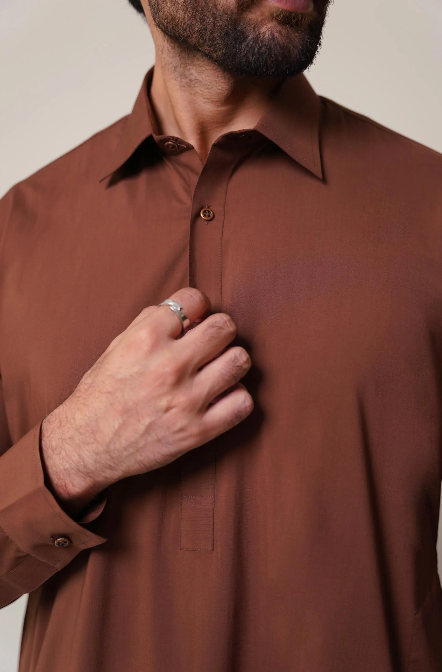 Classic Kameez Shalwar - Cocoa Brown (Men) - Image 8
