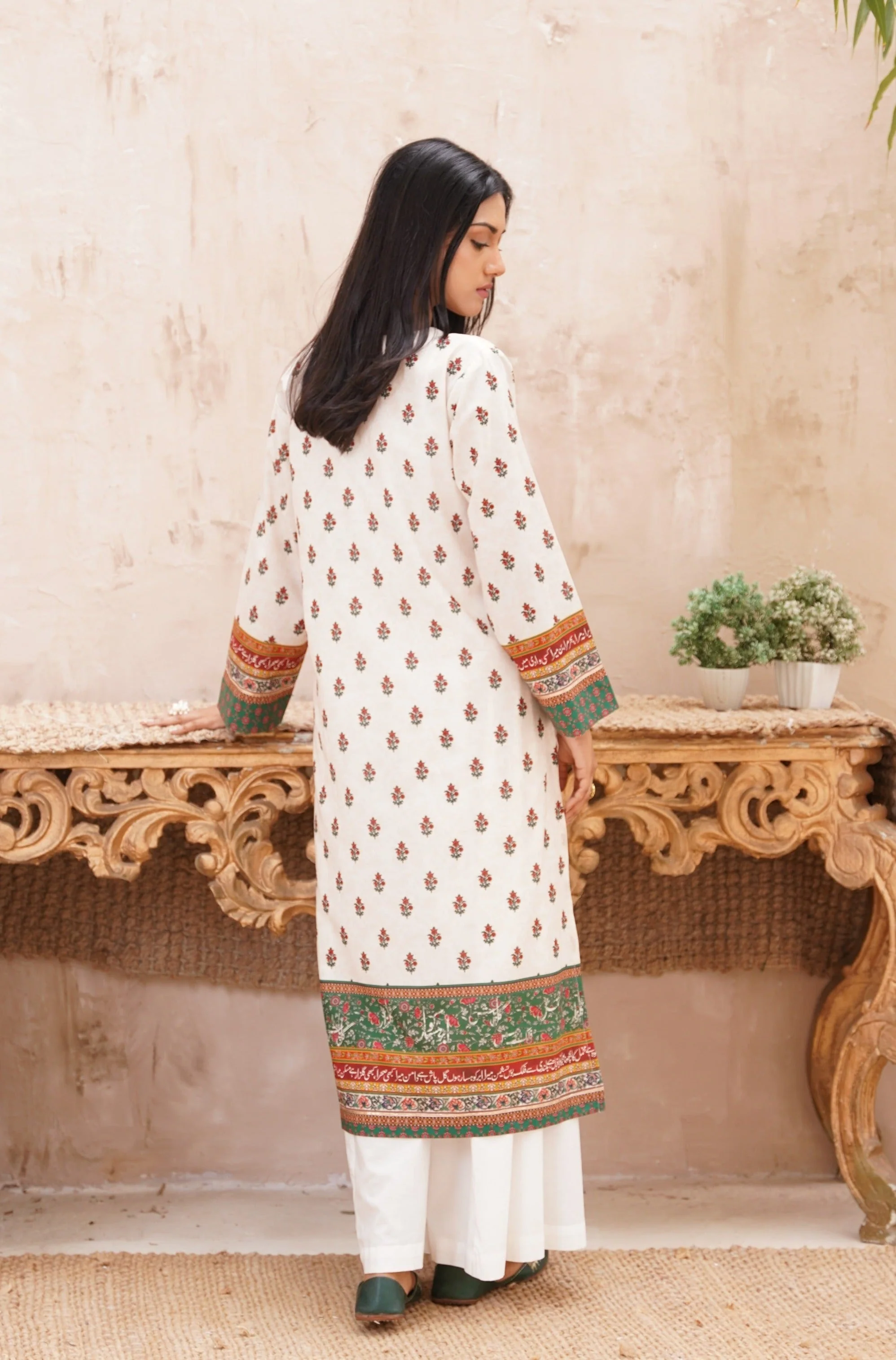 Fitrat (Spirt of Nature) Kurta - Off White & Green - Image 3