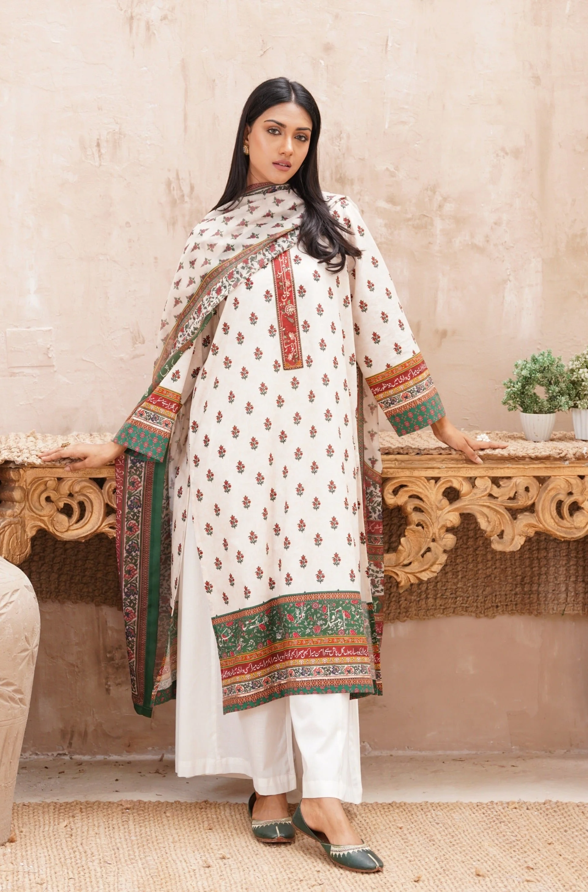 Fitrat (Spirt of Nature) Kurta - Off White & Green - Image 5
