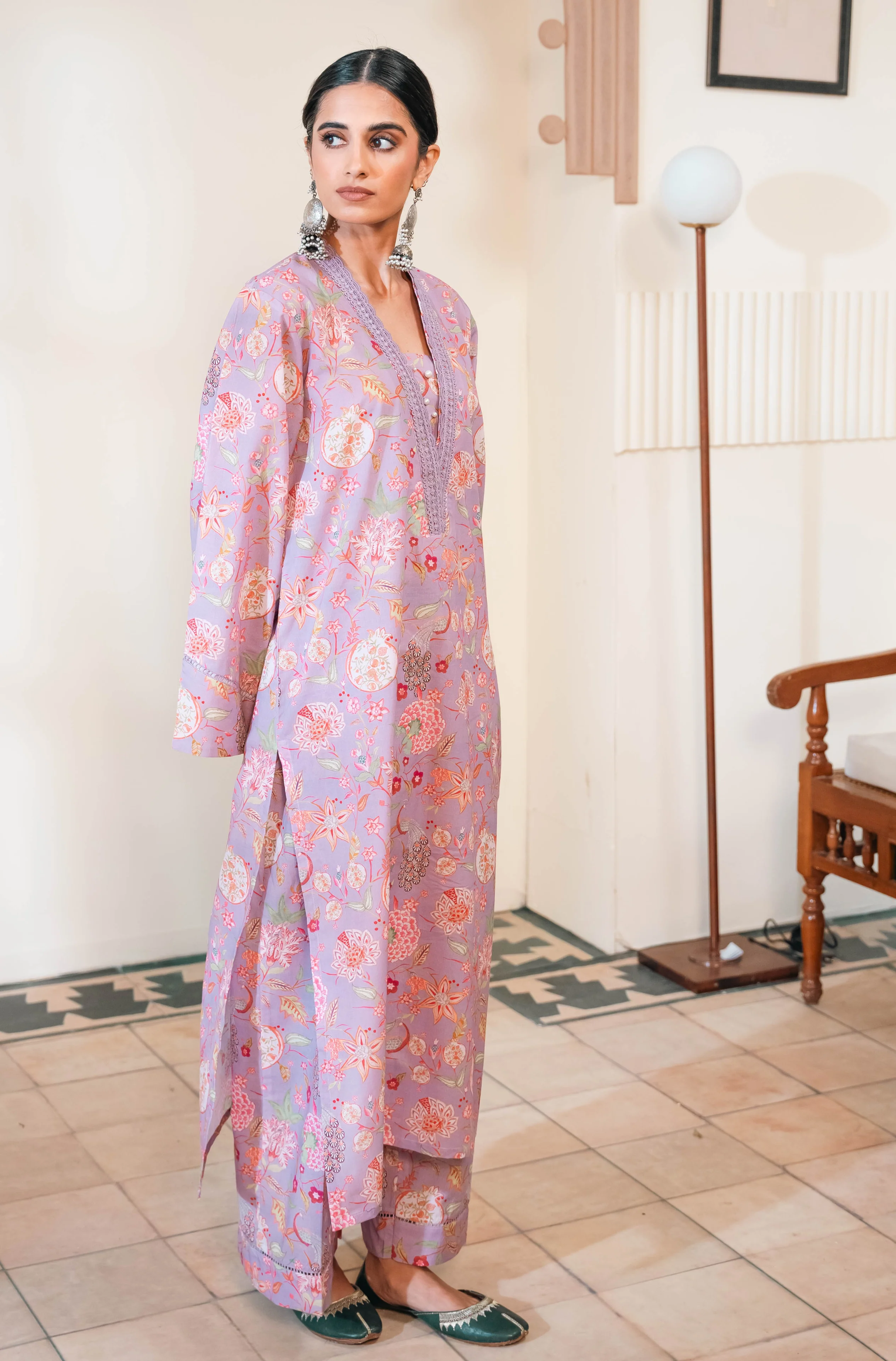 Gulnaar (Fruit Flora) - Lilac & Green Co-Ord Set - Image 3