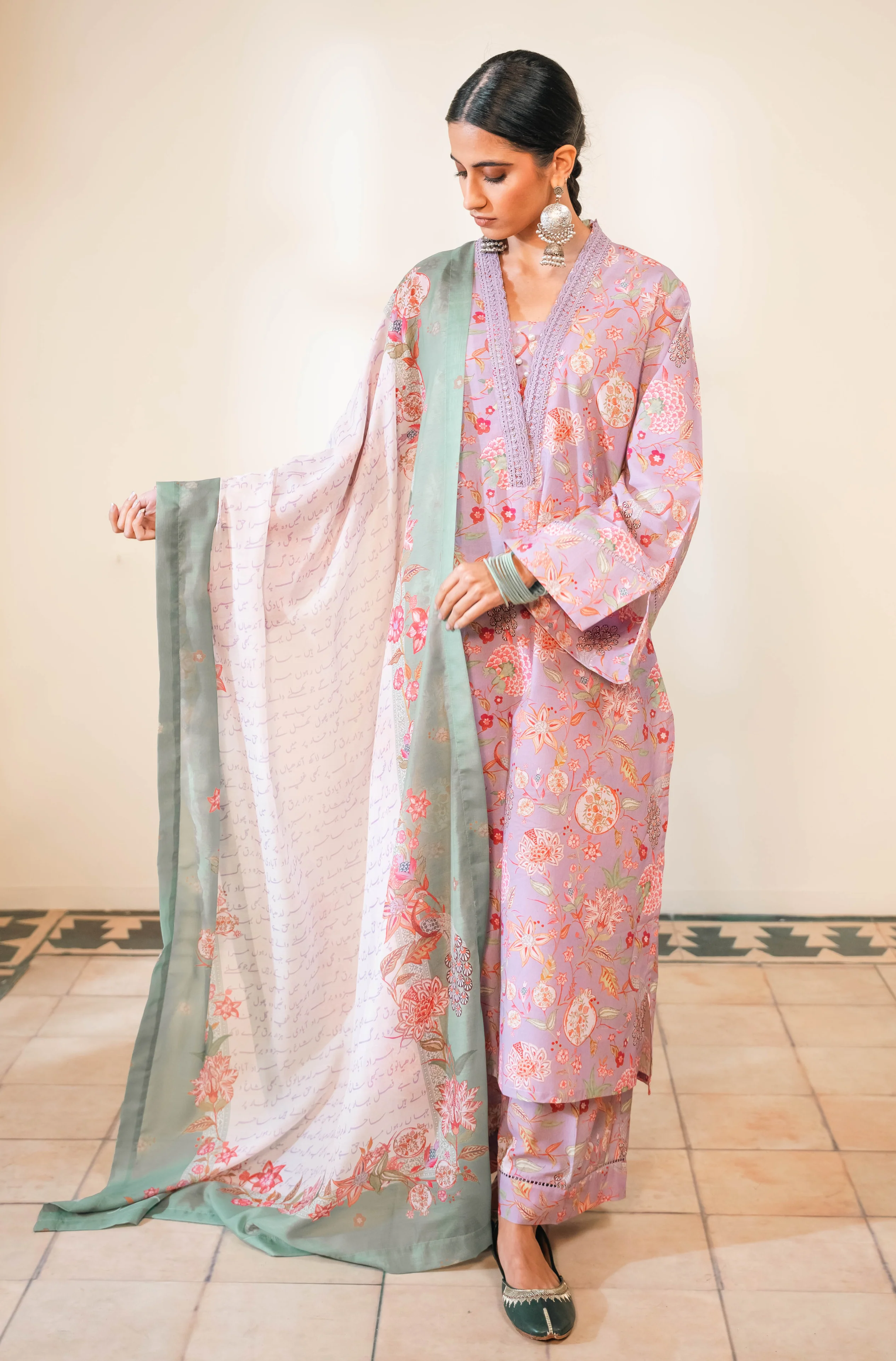 Gulnaar (Fruit Flora) - Lilac & Green Co-Ord Set - Image 8