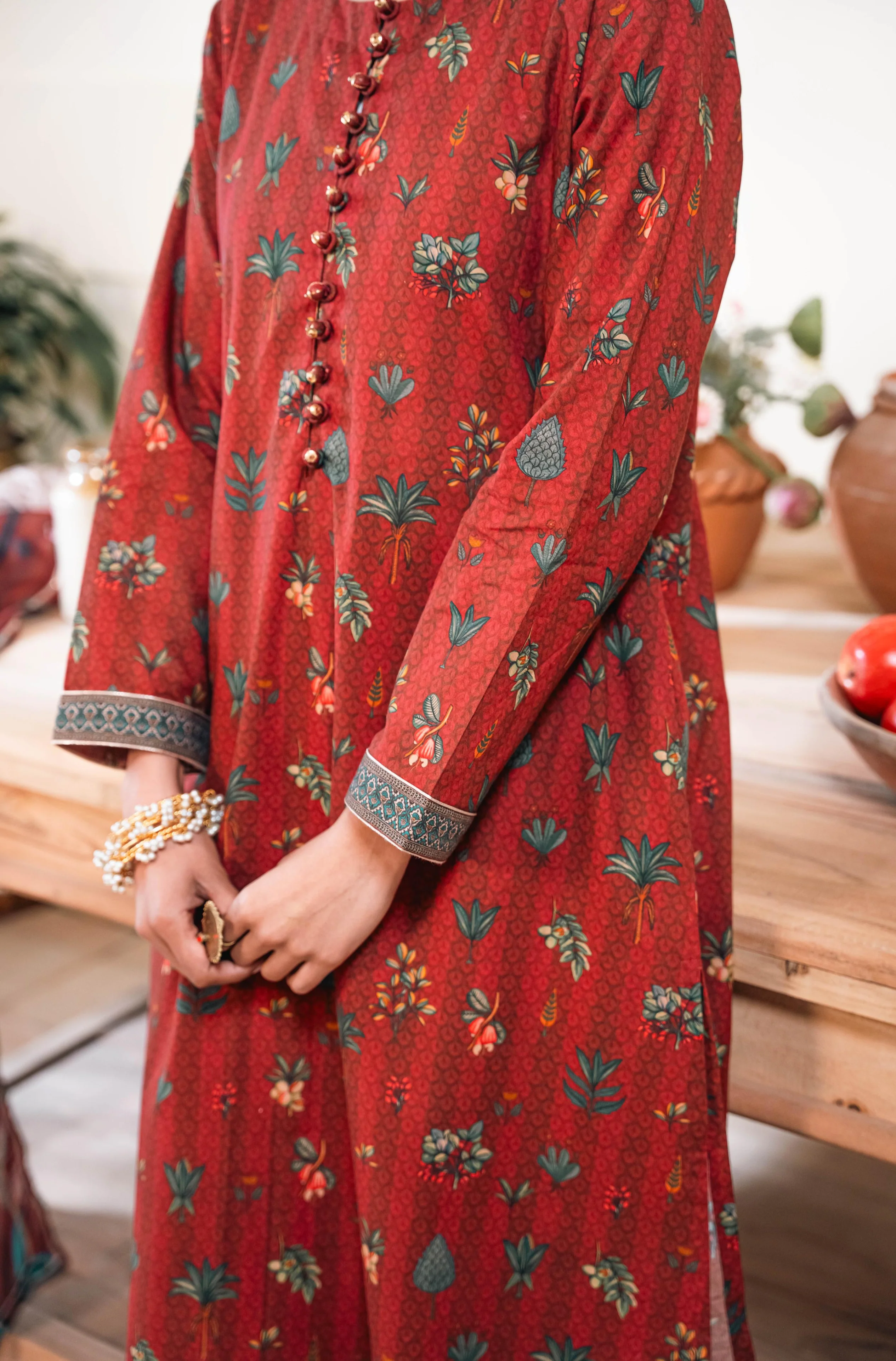 Gulzar (Blooming Garden) - Maroon Co-ord Set - Image 3