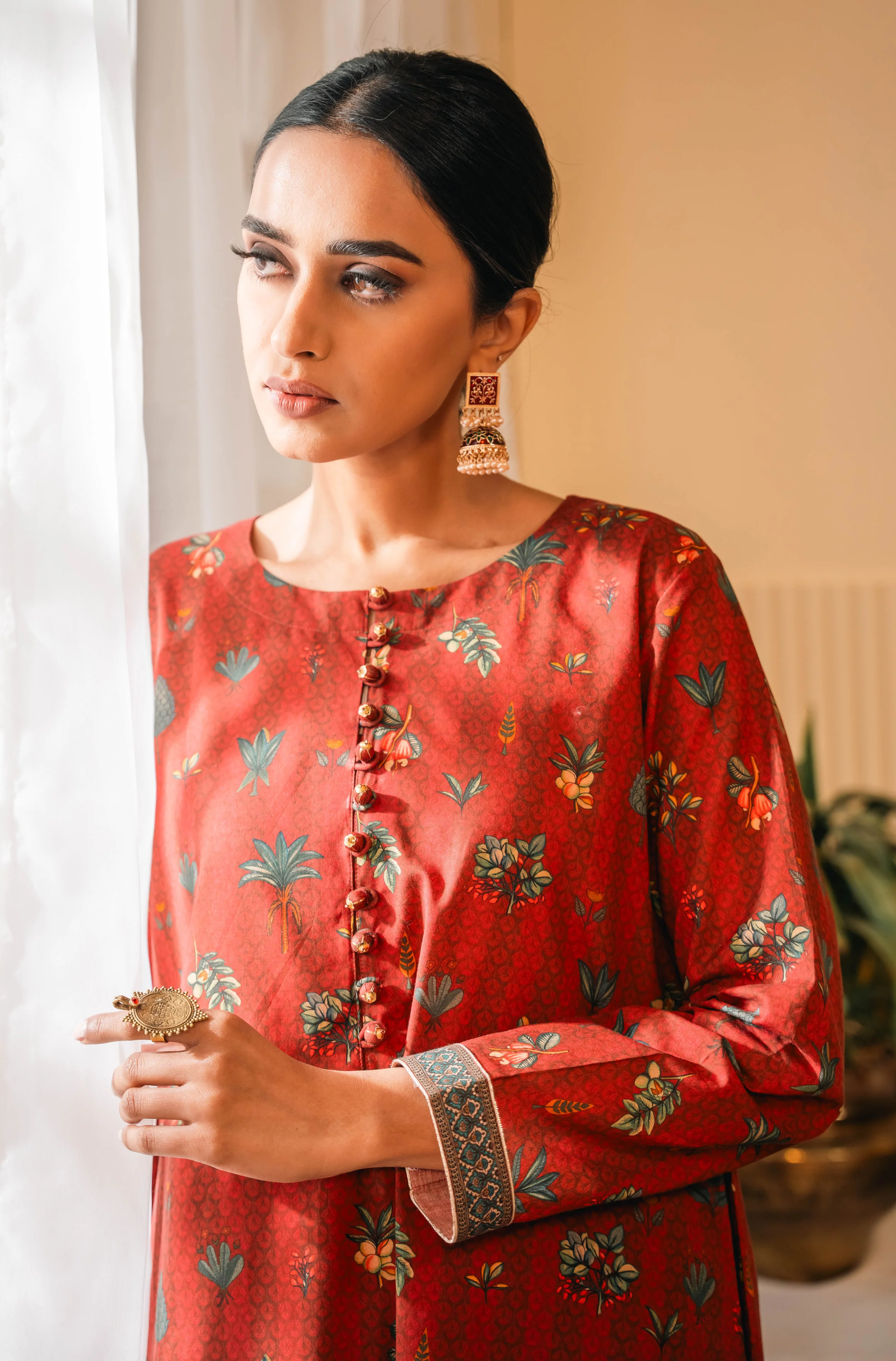 Gulzar (Blooming Garden) - Maroon Co-ord Set - Image 4