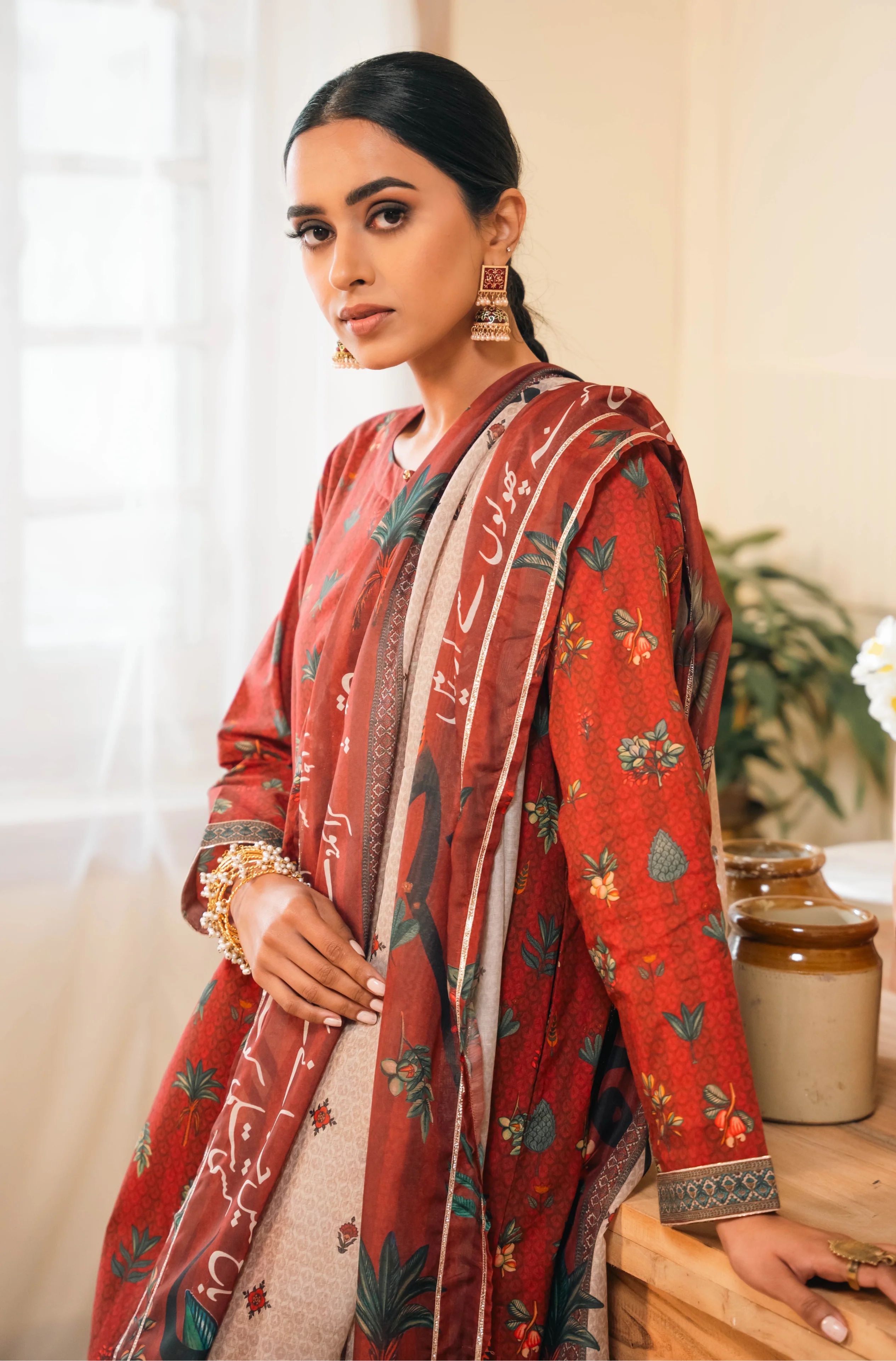 Gulzar (Blooming Garden) - Maroon Co-ord Set - Image 6