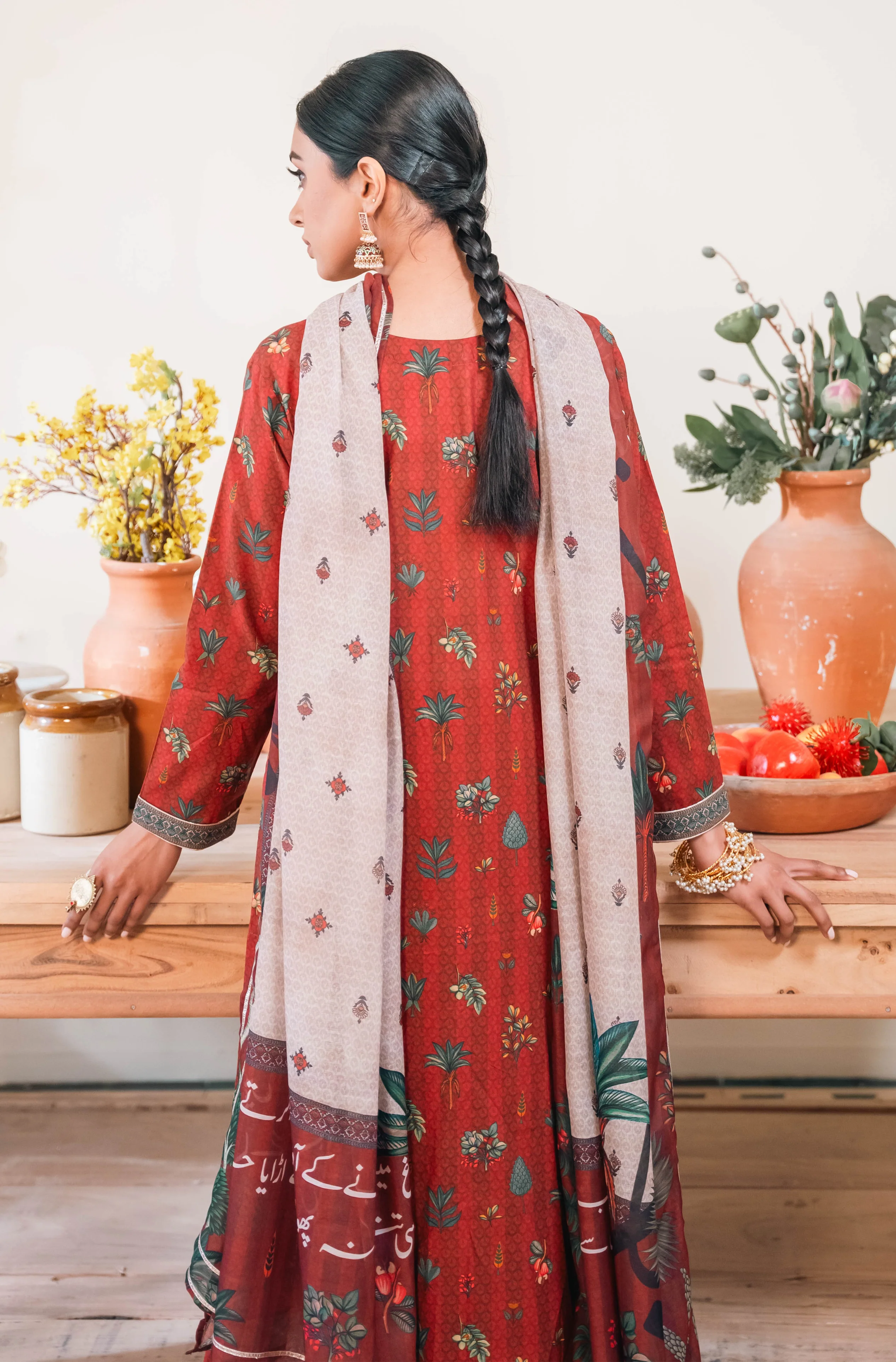 Gulzar (Blooming Garden) - Maroon Co-ord Set - Image 7