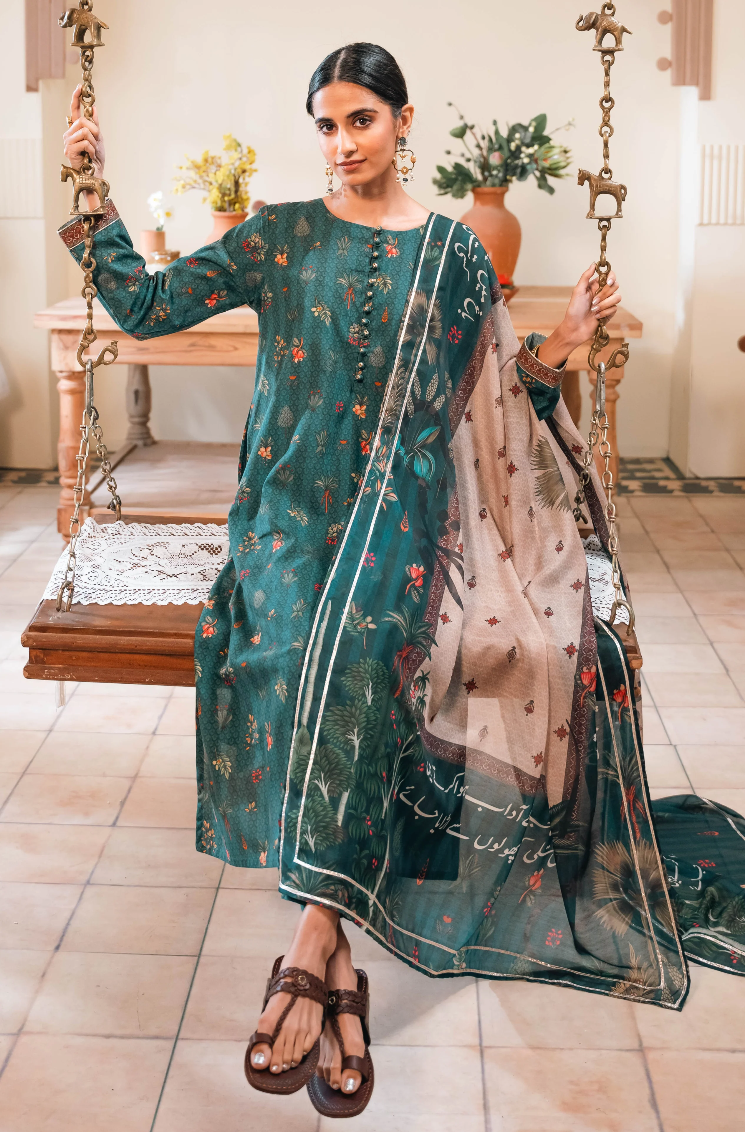 Gulzar (Blooming Garden) - Teal Co-ord Set - Image 6