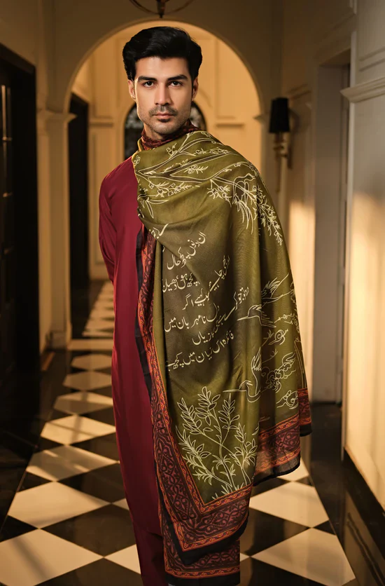 Gumaan (Wrapped In Mystery) - Shaded Olive Green Odhni - Image 3