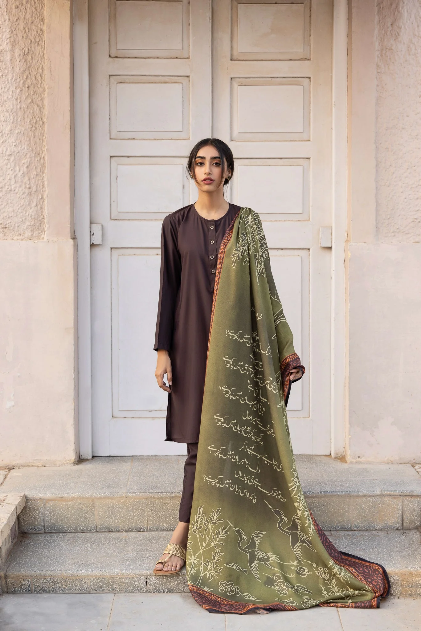 Gumaan (Wrapped In Mystery) - Shaded Olive Green Odhni - Image 6