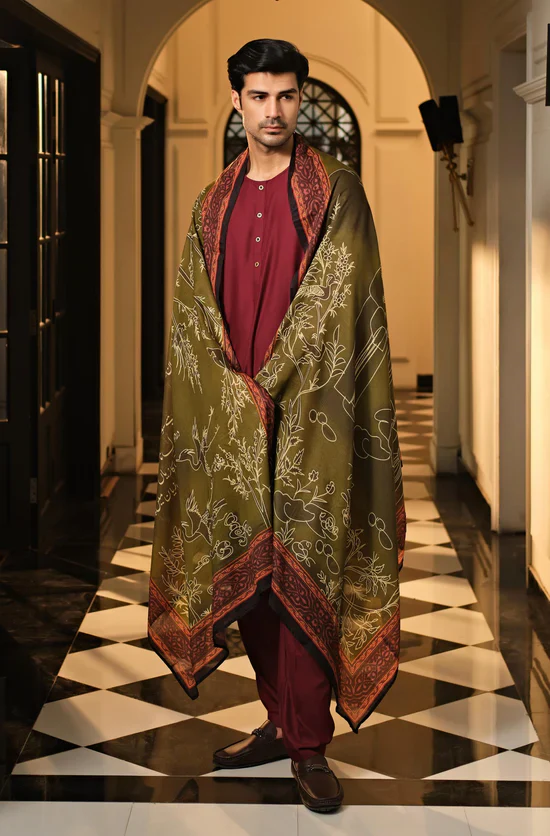 Gumaan (Wrapped In Mystery) - Shaded Olive Green Odhni - Image 7