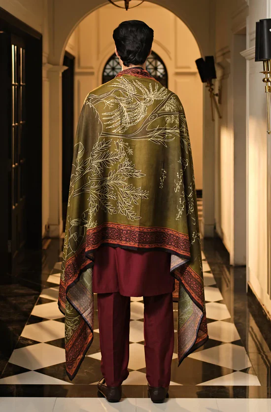 Gumaan (Wrapped In Mystery) - Shaded Olive Green Odhni - Image 9