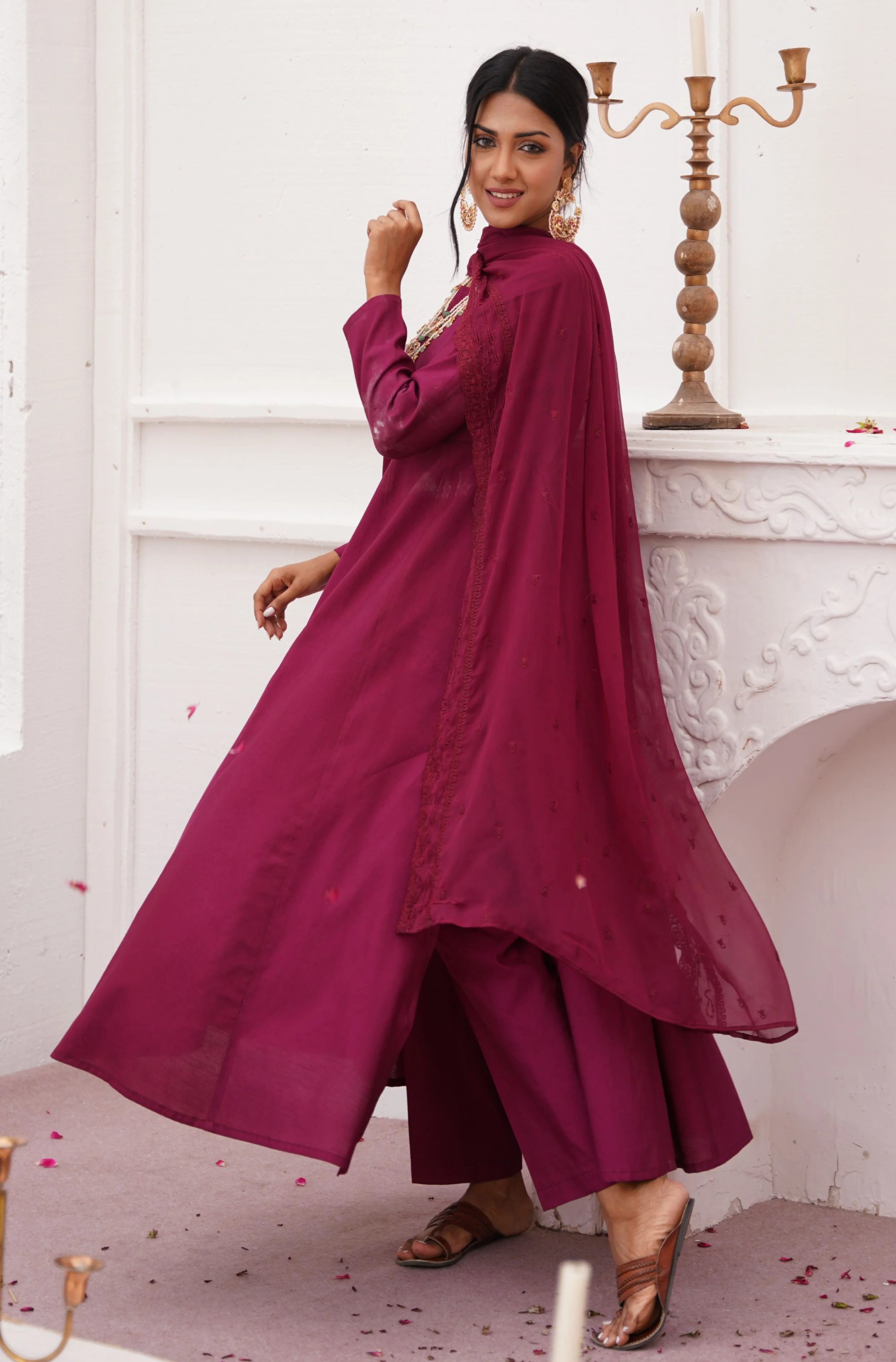 Jahaan (Universe) - Wine Red Anarkali Set - Image 5