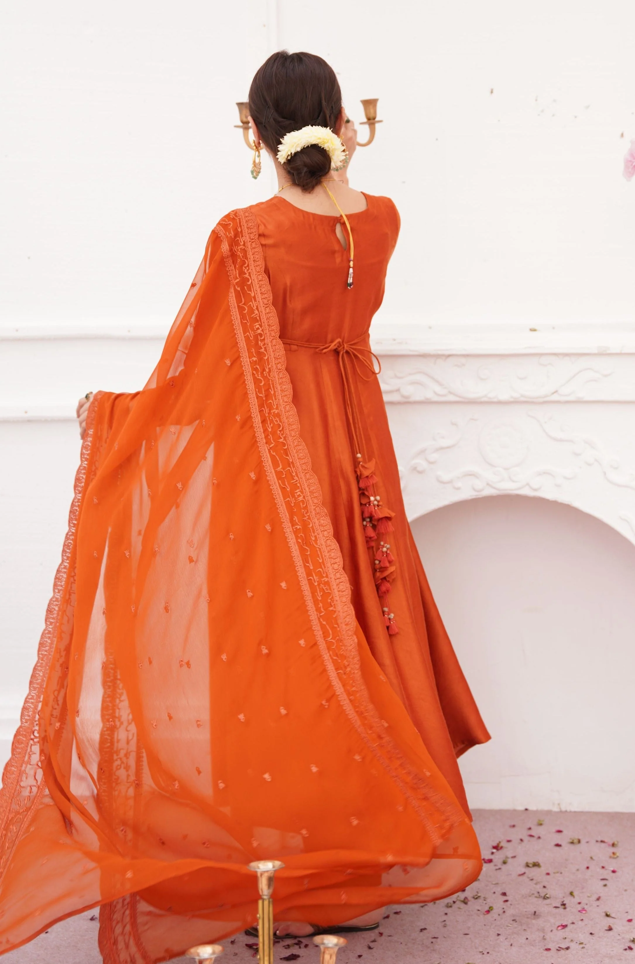 Jahaan (Universe) - Burnt Orange Embroidered Dupatta - Image 3