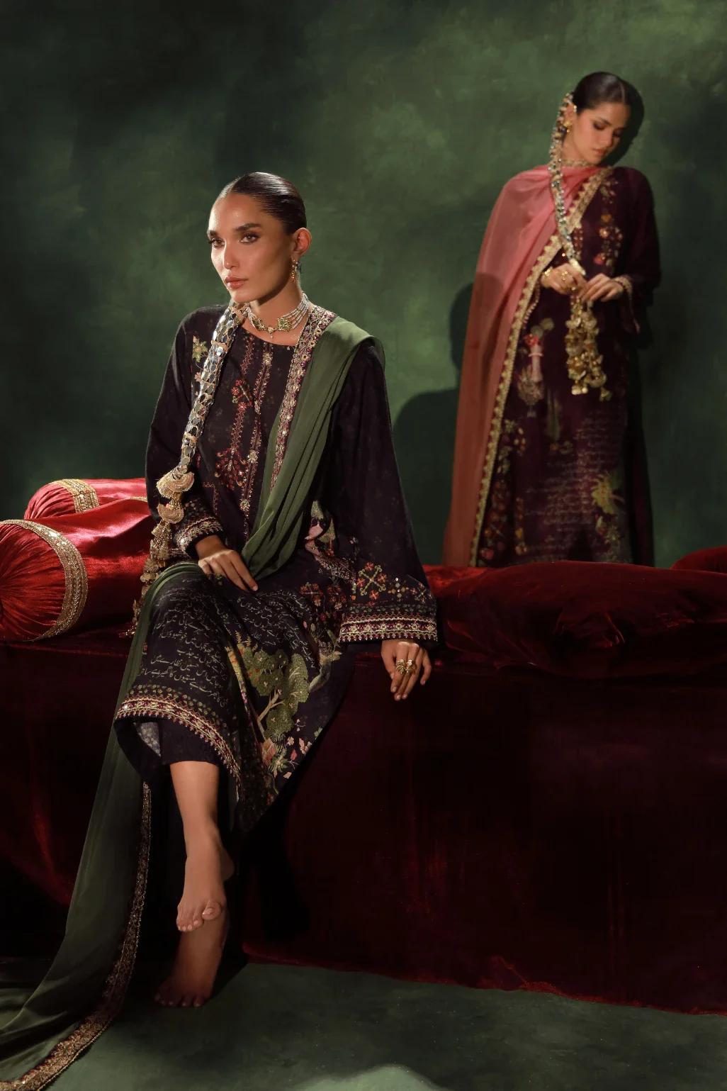 Kanwal (Water Lily) Set - Deep Green - Image 7