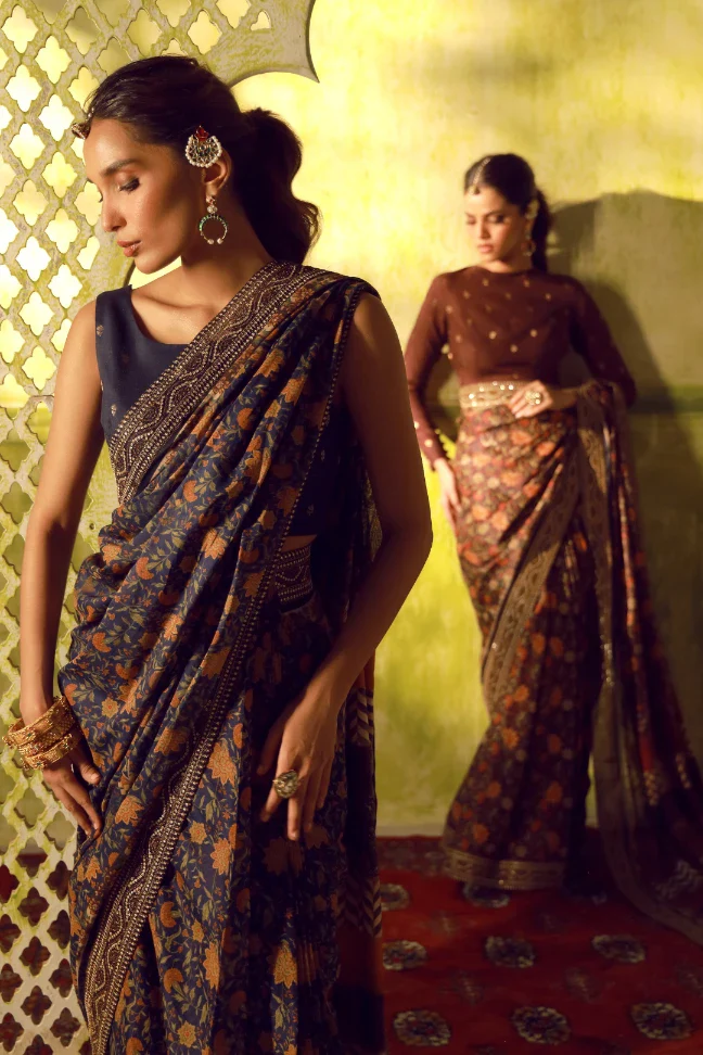 Khoobsurat (Breathtaking) - Maroon Saree - Image 11