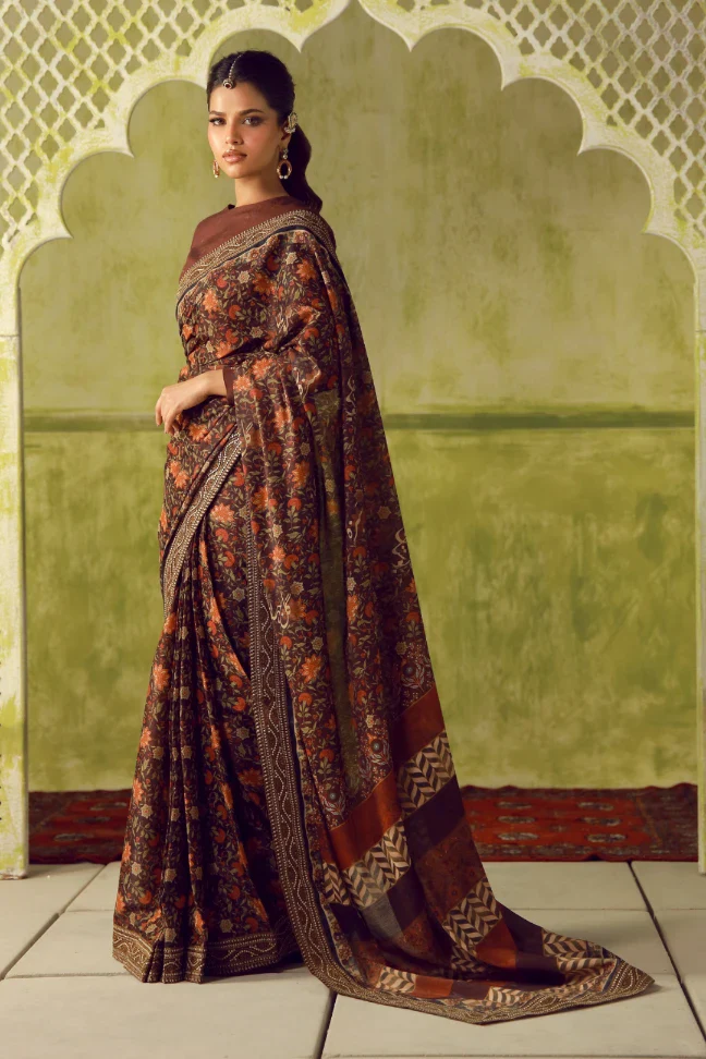 Khoobsurat (Breathtaking) - Maroon Saree - Image 7