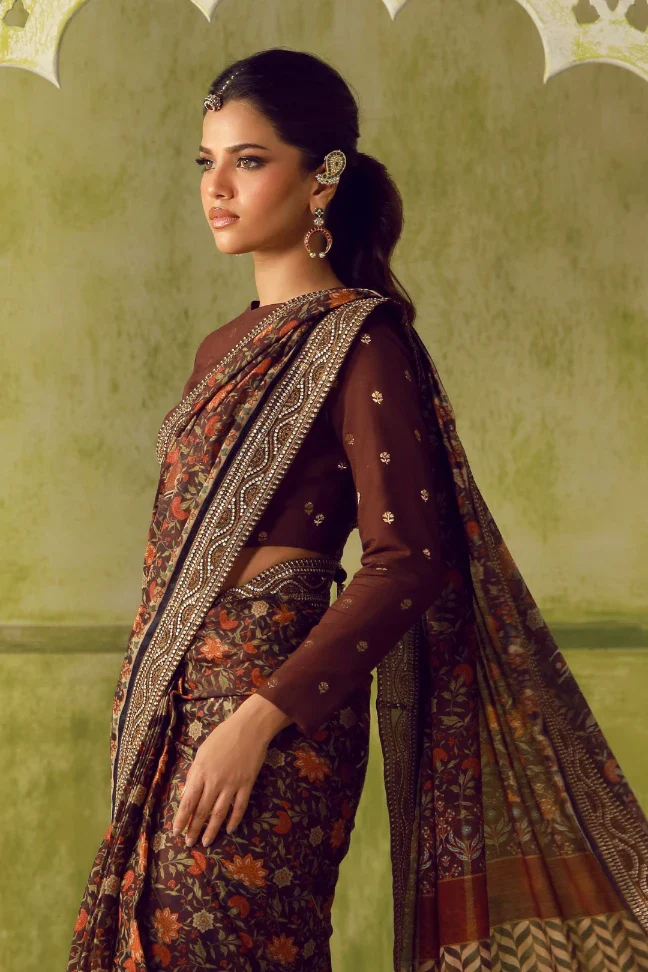 Khoobsurat (Breathtaking) - Maroon Saree - Image 9