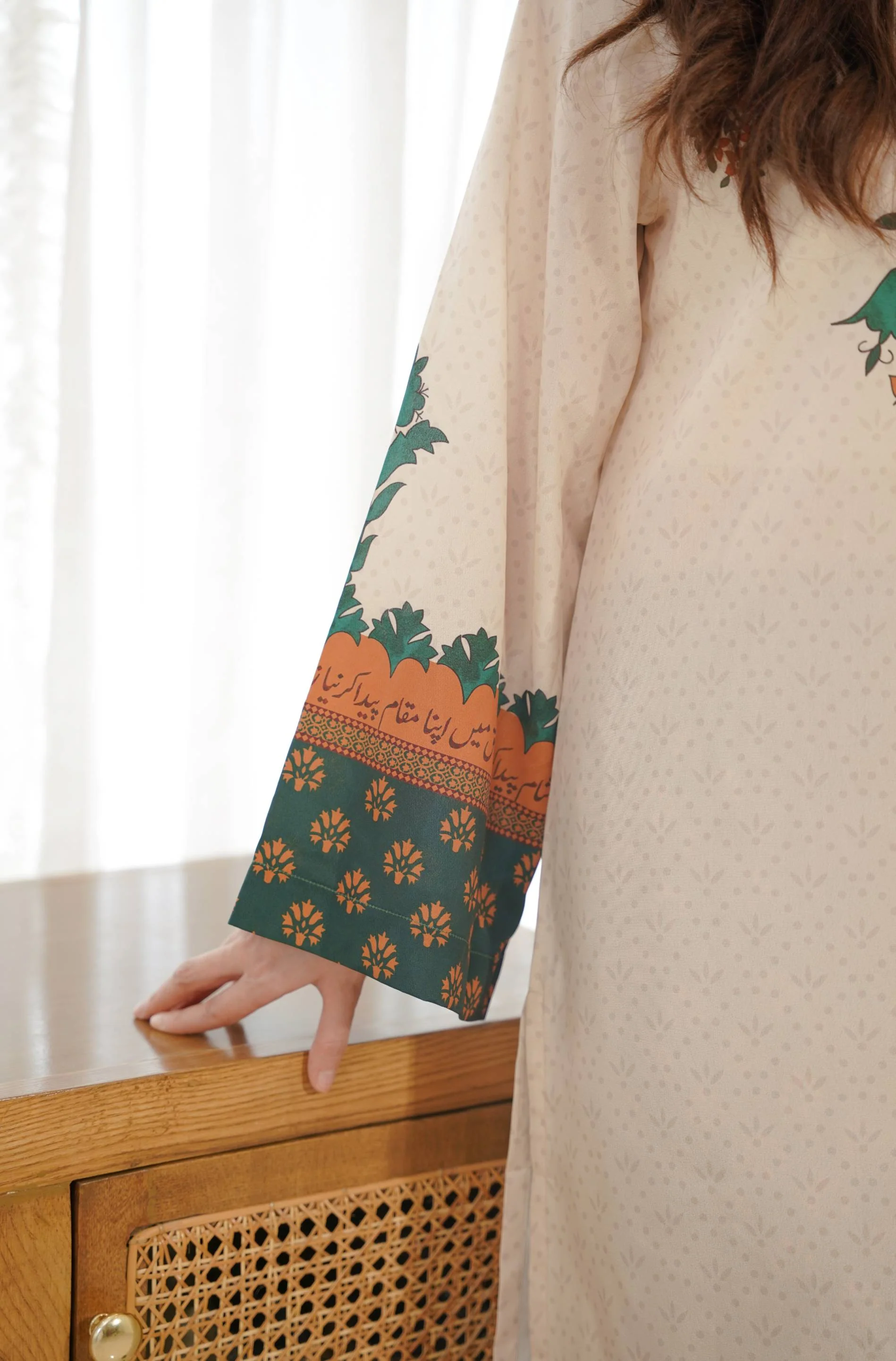 Seher (New Beginnings) Co-ord Set - Beige & Green - Image 6