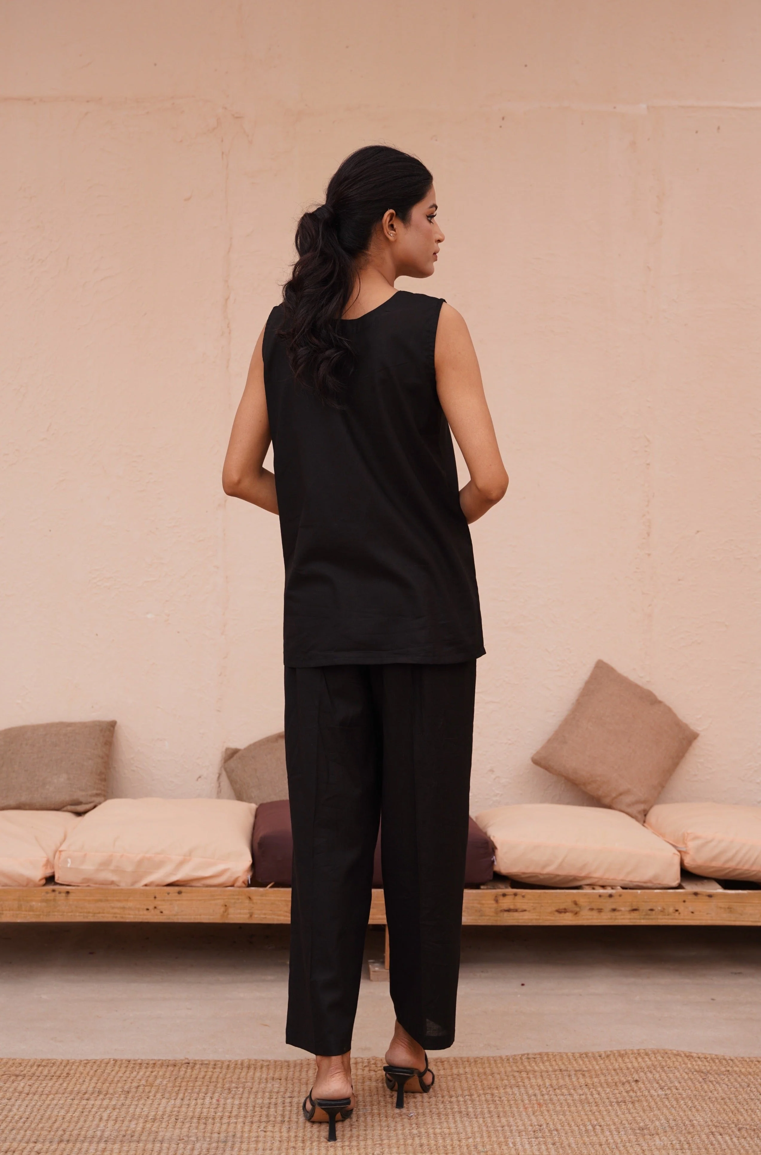 Sleeveless Co-ord Set - Black - Image 3
