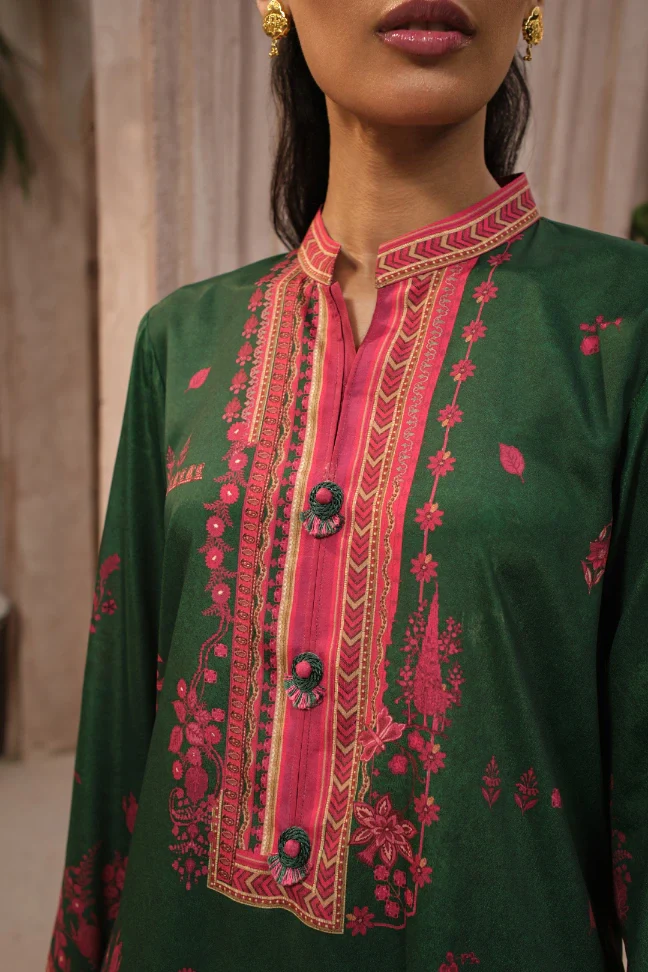 Zaib (Grace) Co-Ord Set - Green & Magenta - Image 4