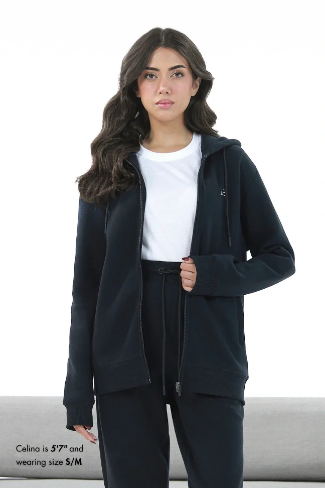 Zipper Hoodie - Raven Black - Image 3